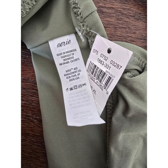 Aerie Triangle Swim Top Olive Green Lace Trim Bikini Bralette US XL - Picture 5 of 7